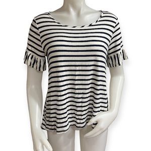 Green Envelope Black And White Striped T Shirt Large